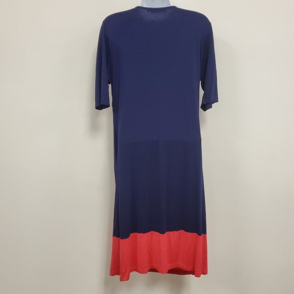 Latched Mama Womens Half Sleeve Knee Length Dress Size L Blue Coral Colorblock - Picture 2 of 11